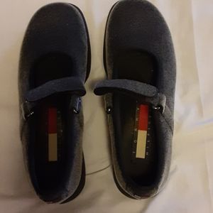 Tommy Hilfiger grey velvet Mary Jane's